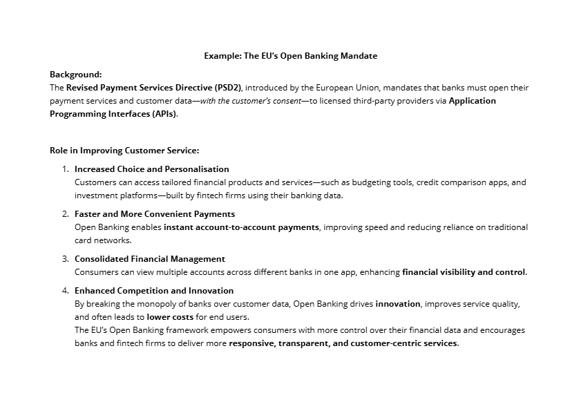 Example - The EU’s Open Banking Mandate